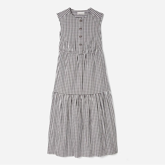 NEW Everlane Gingham Tiered Midi Dress XXS - Picture 3 of 7